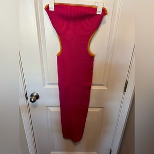 Hot pink summer cutout tube dress
